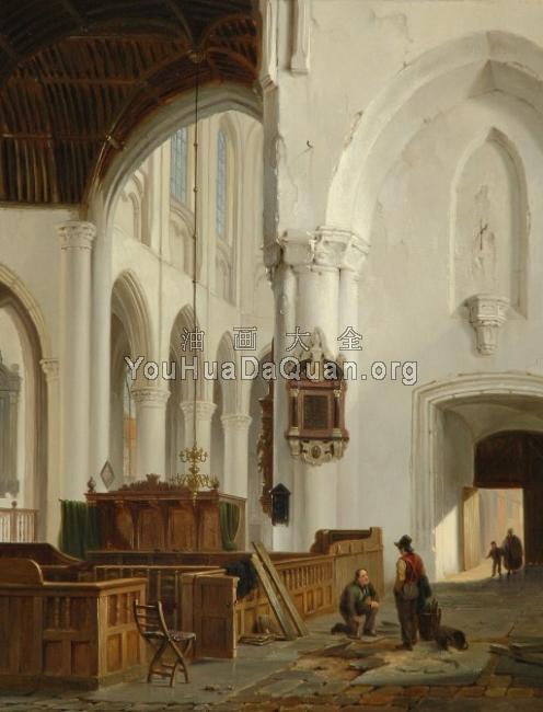 Interieur van de Grote Kerk in Den Haag - 巴斯勒莫斯·约翰内斯·范·霍夫